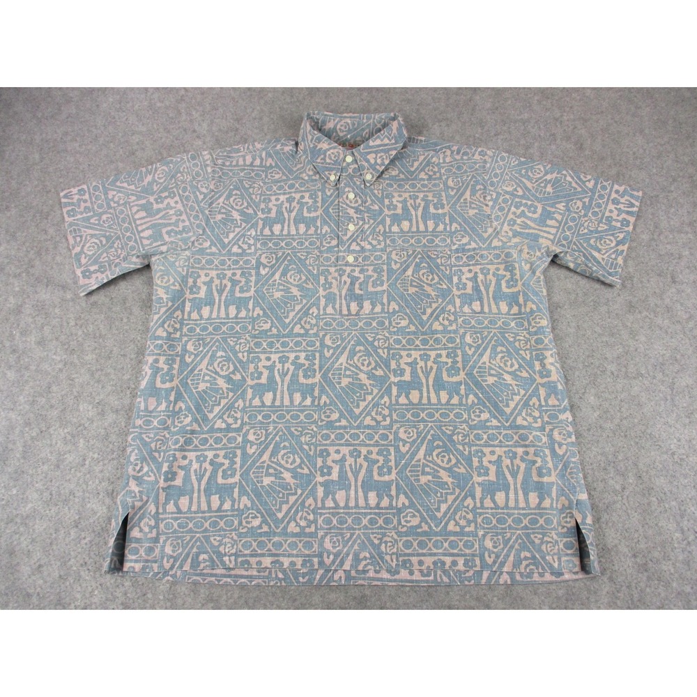 VINTAGE Reyn Spooner Shirt Mens Extra Large Blue Commemorative Classics Aloha